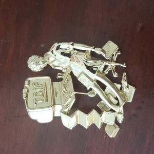 Vintage AJC TGIF Office Gold Tone Brooch
